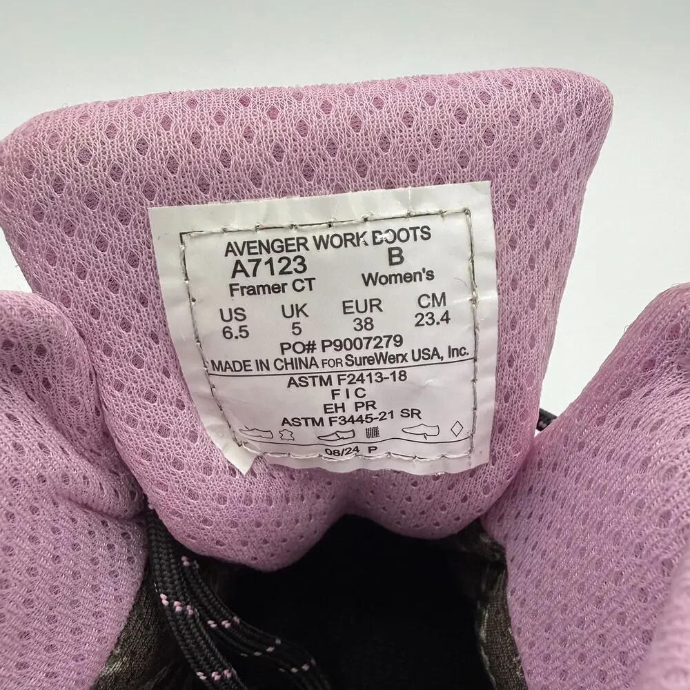 Avenger A7123 Framer Women’s CT Brown/Lilac Comp Toe Waterproof Work Boots - 6.5